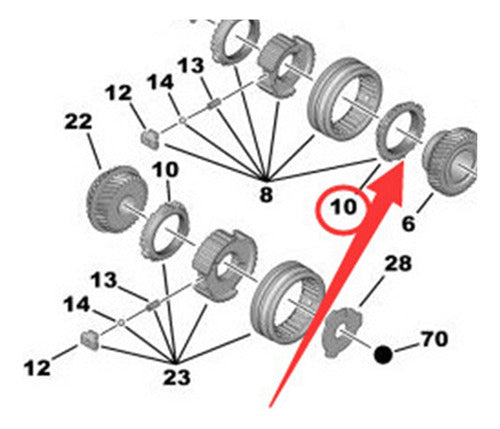 Anel Síncrono 2x 232408 Para 206 207 301 Para C2 C3 Mecha 2