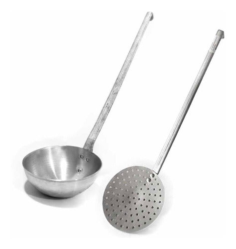 Tresso Kit Slotted Spoon + Ladle 14cm Diameter - Pure Aluminum 0