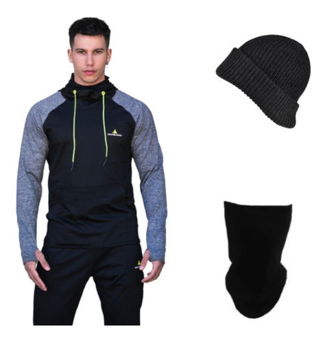 Urban Luxury Men's Sport Combo: Hoodie, Beanie & Thermal Neck 0