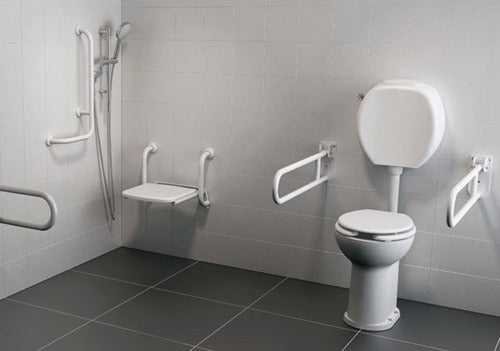 Set of 2 Fixed Safety Handrails with Toilet Paper Holder for Disabled Bathroom 60cm 7