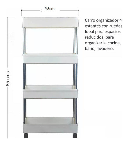 TOH Multi-Purpose Organizer Cart with 4 Shelves Plastic/Steel 2