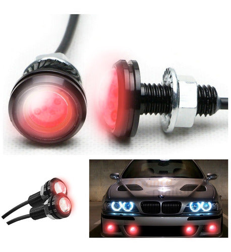 Caminero Led Ojos De Aguila Rojo Rosca X2 Resistente Al Agua 1