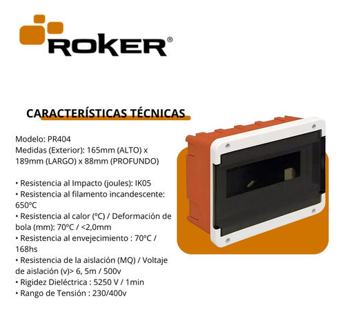 Tablero Caja Para Termicas 8 Bocas Embutir Pr404 Roker Riel 1