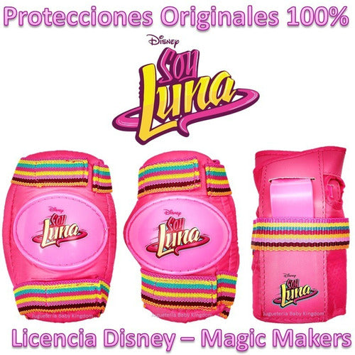 Juego De Protectores Rodilla,muñeca Y Codo Soy Luna Original Combo Set Kit Completo Disney Magic Makers Nuevos Rosados 6