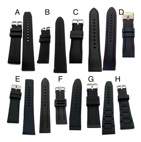 22mm Black Silicone Watch Band for Luminx Tomi Festin Watches 1