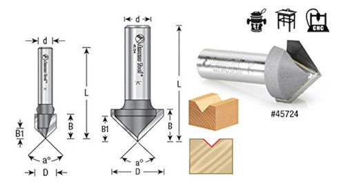 Amana Tool 45754 Ranura En V Con Punta De Carburo 110 Deg X 1