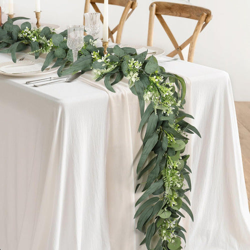 Dremisland Eucalyptus Garland with Long Willow Leaves, 2 Pack 5.9ft 1