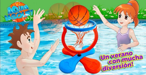 Aro Basquet Agua Pileta Waterpolo + Pelota Aqua Juegosol 5