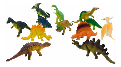 Set Tubo Dinosaurios Muñecos X12 Unidades Juguete 7cm 1