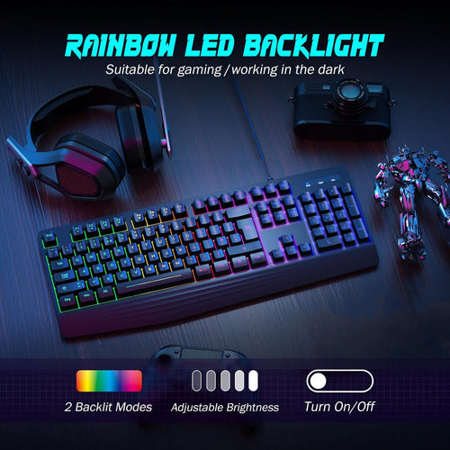 Teclado De Juegos Yesbeaut Con Iluminación Led De 7 Colores 1