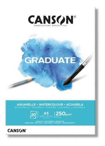 Canson Graduate Aquarelle Watercolor Paper Pad 250gsm 20 Sheets A4 1