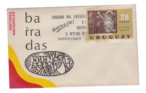 Correo Uruguayo 1972 Arte Rafael Barradas Sobre Fdc Uruguay Filatelia Escaso 0