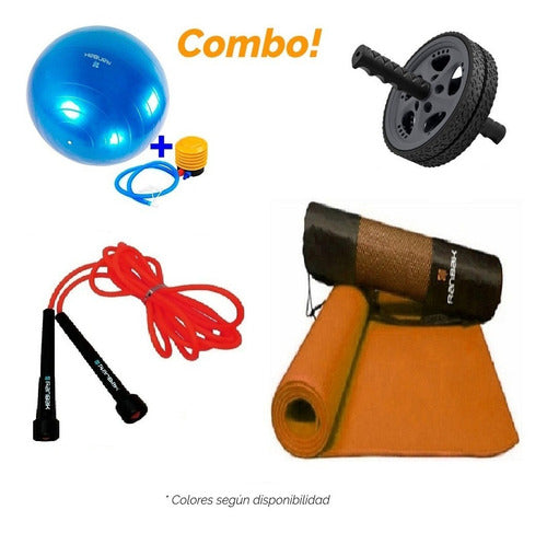 Ranbak Kit9 Mat + Rope + Resistance Bands + Ab Wheel + Ball with Free Shipping 1