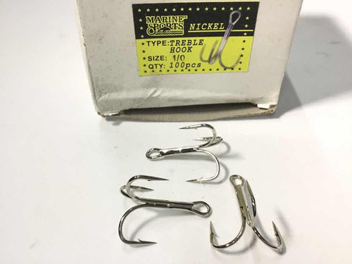 Marine Sports Triple Hooks 1/0 Reinforced - 100 Units 1