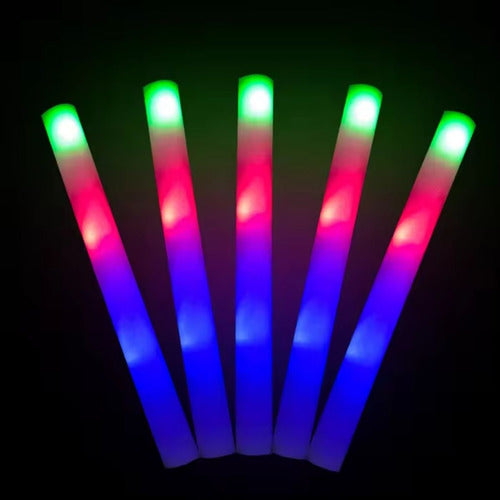 Kit 100 Bastão De Led Espuma 3 Fases Neon Festas Rave 48cm 5