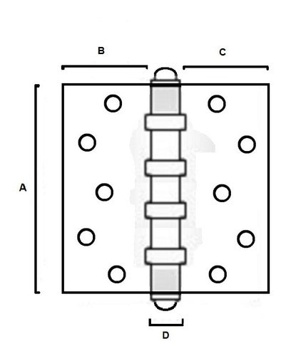 Bisagra Municion Atornillar 124x100 4 Rulemanes Hierro 2