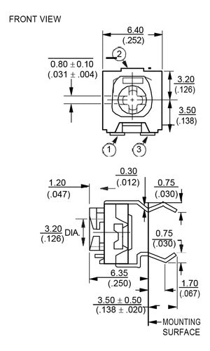 Elumiled Preset Trimpot Carbon Mini Horizontal 500Ohm (3318F-501) X5 1