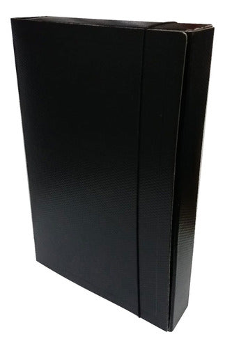 2 File Boxes with Elastic Closure Office Size 5.5 cm Spine Black 0