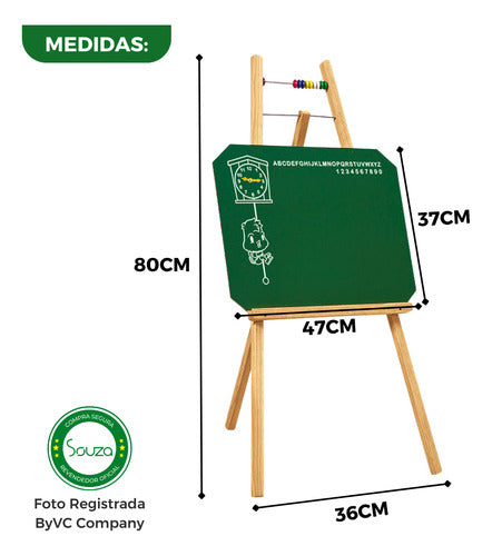 Cavalete Infantil 80cm Lousa Verde + Giz + Apagador 1