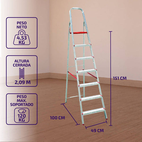 Botafogo Domestic Aluminum Folding Step Ladder 7 Steps 120kg 1