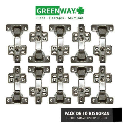 Greenway Bisagra Cierre Suave Codo 0 Cazoleta 35 Mm Pack 10 U C/ Clip 1