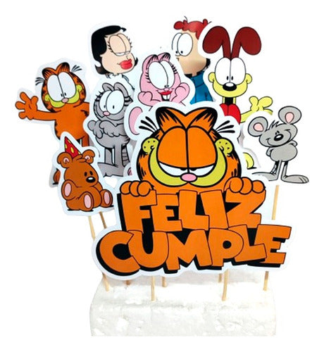 MuchoEvento Adorno Torta Deco Feliz Cumple Garfield Cake Topper 0