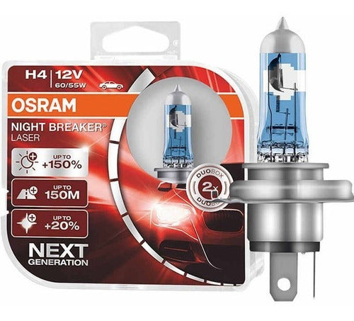 Lampara Osram Laser H4 12v 60/55w P43t 150% Mas Luz 0