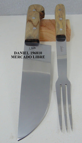 LA MULITA Set Cuchillo Y Tenedor Artesanal 18 Cm Grabados Láser Opc 7