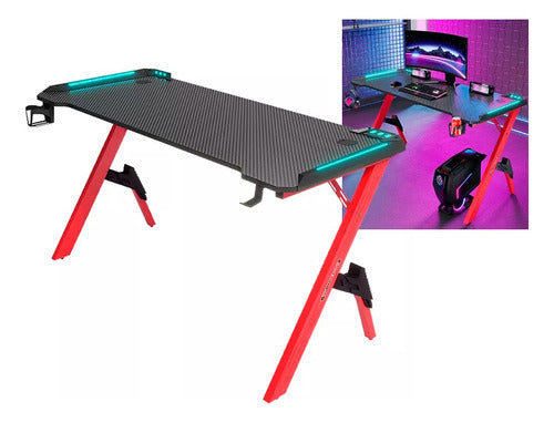 Generic Carbon Fiber RGB LED Gaming Desk 120x60-Carolinas S 0