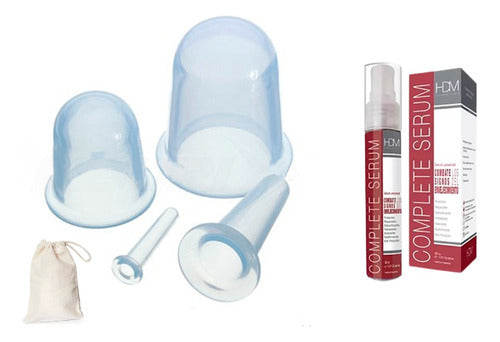 Set of 4 Cups for Face and Body + Complete Serum - Silicone Massage Cupping Kit 0