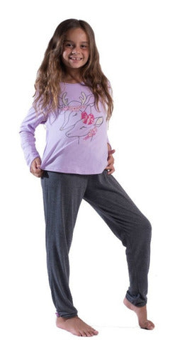 Morita Winter Pajama Set for Girls - Long Sleeve Top and Long Pants Z806 0