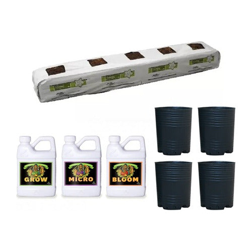 SUSTRATO-FERTILIZANTE-MACETAS Kit Cultivo Growbag Fibra Coco 24L Tripack Advanced Sopladas 0