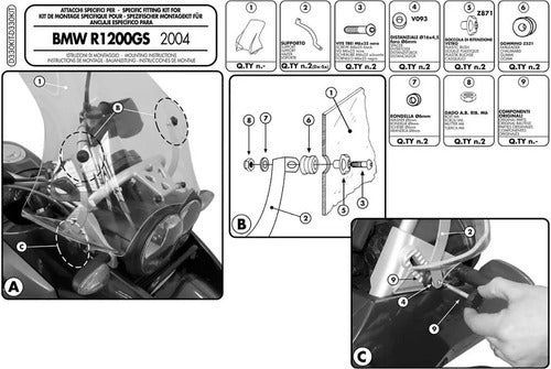 Kit Anclajes Parabrisas Givi Bmw Gs 1200 R 10 12 D330kit ® 2