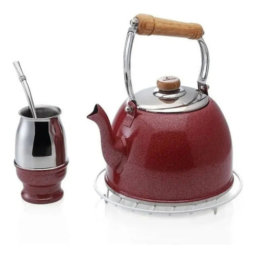 Authentic Argentine Mate Set with Suede Details - Burgundy 0