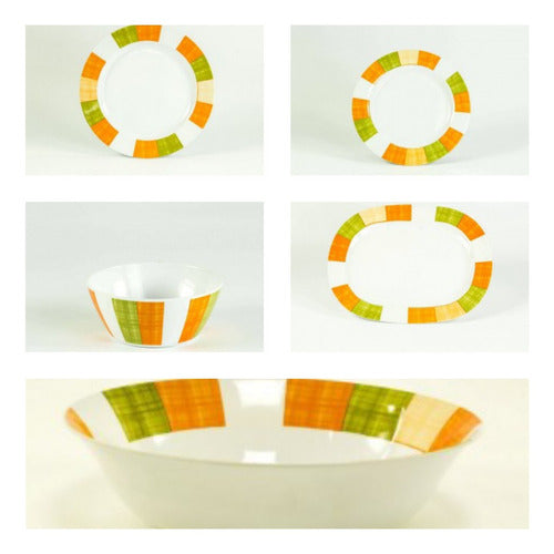 Plastic Ware Juego Platos Melamina Naranja Cuadros 6 Personas 20 Piezas 0