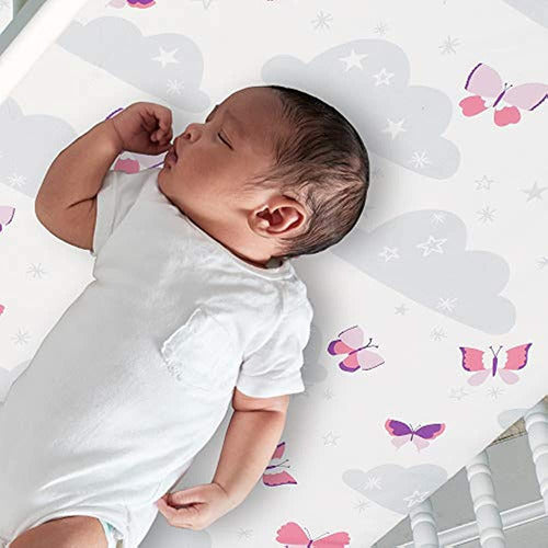 Sábana Bajera Ajustable Para Cuna Bedtime Originals Butterfl 1