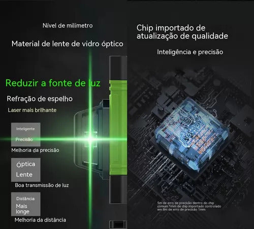 Ferramenta De Nivelamento A Laser Verde 3d De 16 Linhas Com 3