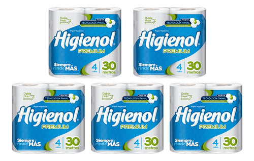 Higienol Premium Double Layer Toilet Paper X4 30m (Bulk Pack of 5) 0