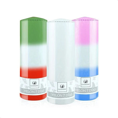 Set of 3 Iluminarte 7-Day Prayer Candles - Assorted Colors 0
