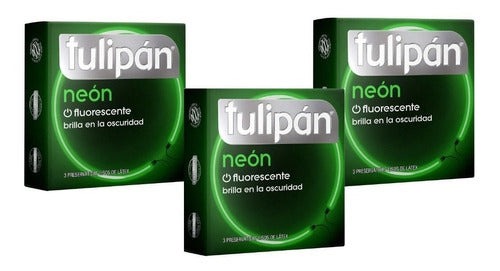 Tulipán Neon Condoms X9 Units Glow in the Dark 0