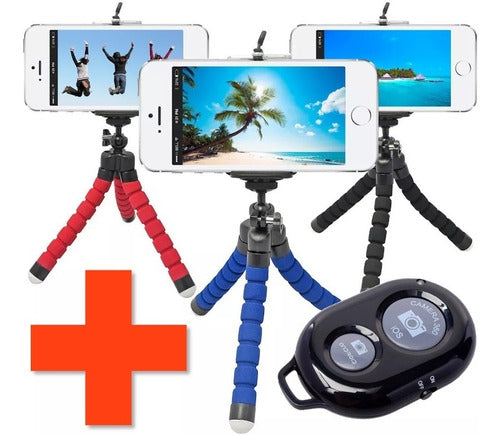 Spider Mini Tripod + Cell Phone Adapter + Bluetooth Remote Control 2