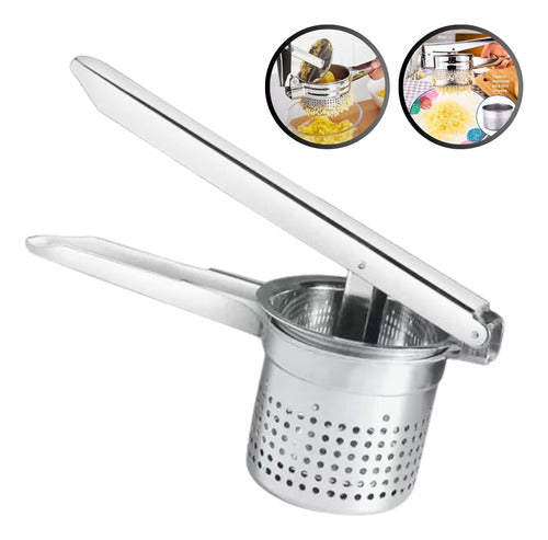 Espremedor Amassador Aço Inox Fruta Legume Cozinha Utensilio 1