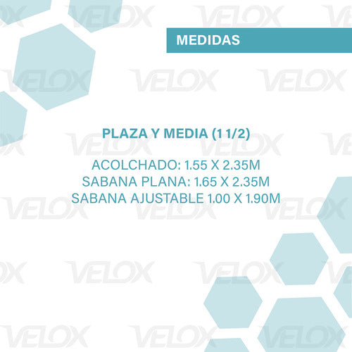 Tienda Velox Kit Combo 7 Piezas Acolchado 1 1/2 Pza + Jgo De Sabana Funda 5