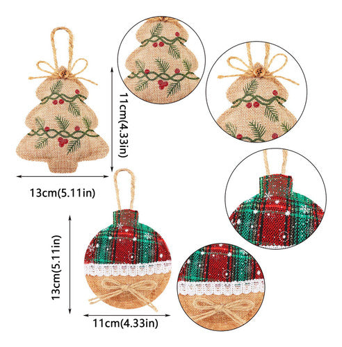 Tatuo - 16 Christmas Burlap Tree Ornaments 1