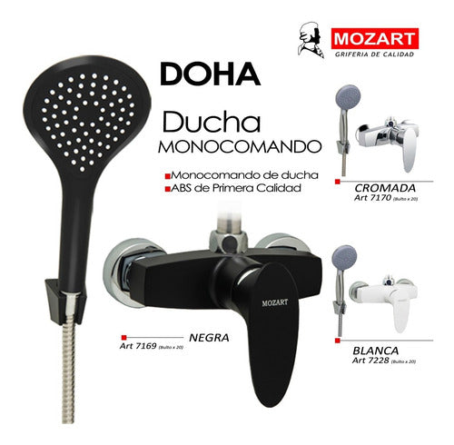 Ducha Monocomando Sin Transferencia Doha Cromada Abs Mozart 4