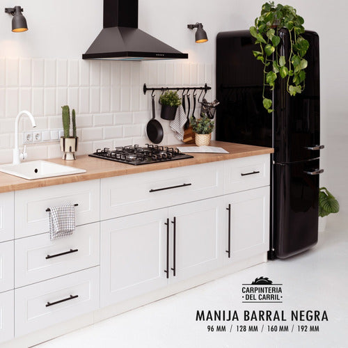 Manija Barral Negro Mate A. Inox 160 Mm Muebles Cocina 3