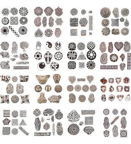 Hashcart Wooden Tattoos, 37 Assorted Design Stamps 0