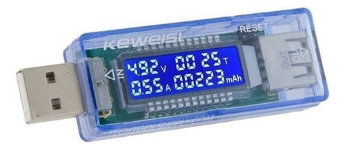 Keweisi Tester USB Medidor Voltimetro Amperimetro Analizador Mah 0