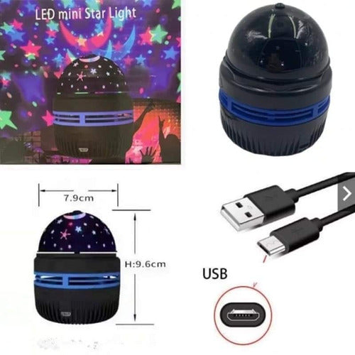 Planeta Azul Mini Lampara Giratoria RGB Proyector Estrellas USB 6