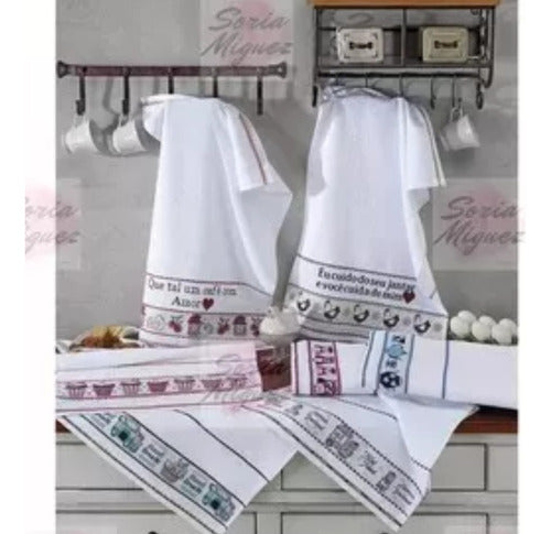 Döhler Pack of 6 Vida Dish Towels 70 x 45 cm Various Designs 7